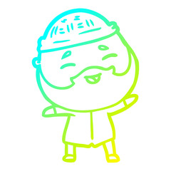 Obraz premium cold gradient line drawing cartoon happy bearded man