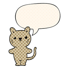 cartoon cat and speech bubble in comic book style