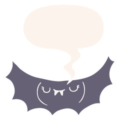 cartoon vampire bat and speech bubble in retro style