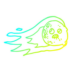cold gradient line drawing cartoon flaming asteroid
