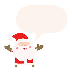 cartoon santa claus and speech bubble in retro style