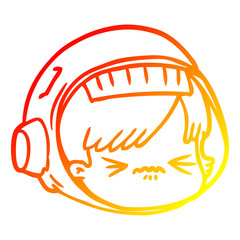warm gradient line drawing cartoon stressed astronaut face