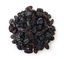 Top view of black raisins