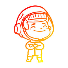 warm gradient line drawing happy cartoon astronaut
