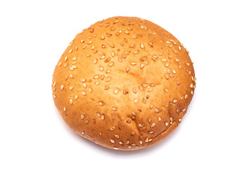 Fresh Bun with Sesame on Top isolated on white Background