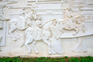 Stone carving works in the park