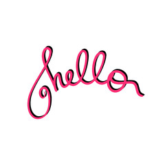 Red Hello handwritten phrase. Vector illustration text hola graphic design element white background. Trendy calligraphy poster for sticker print, t shirt, banner, invitation card, business, template © Anastasiia