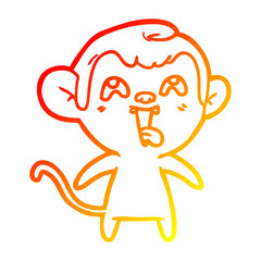warm gradient line drawing crazy cartoon monkey