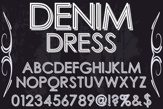  Retro Typography. Striped Typeface. Vector Illustration.