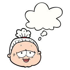 cartoon old lady and thought bubble