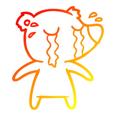 warm gradient line drawing cartoon crying polar bear