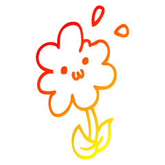 warm gradient line drawing cartoon flower