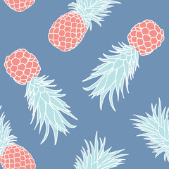 Tropical Pineapple seamless pattern design Summer Wine collection