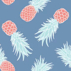 Wall murals Pineapple Tropical Pineapple seamless pattern design Summer Wine collection