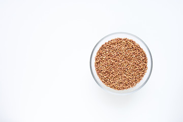 buckwheat in a bowl on a white background