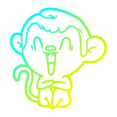 cold gradient line drawing cartoon laughing monkey