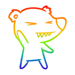rainbow gradient line drawing angry polar bear cartoon
