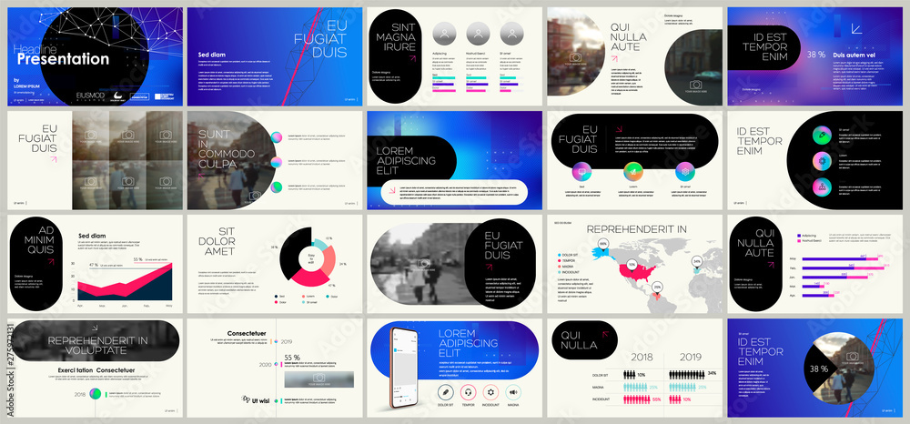 Canvas Prints presentation template, blue minimalist infographic elements on white background. vector slide templa