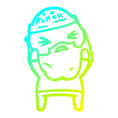 cold gradient line drawing cartoon man with beard