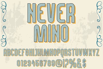 Retro Typography Vector Illustration.Outlined Typeface.