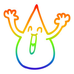 rainbow gradient line drawing cartoon blood droplet