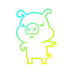 cold gradient line drawing angry pig pointing