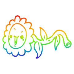 rainbow gradient line drawing cartoon flower
