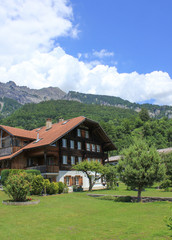 Fototapeta na wymiar Old timber chalet in Brienz, Switzerland.
