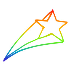 rainbow gradient line drawing cartoon shooting star