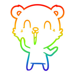 rainbow gradient line drawing happy cartoon bear