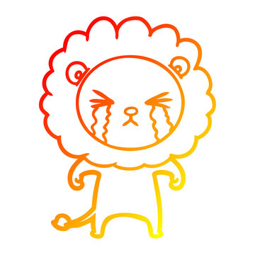 recommend clip art: warm gradient line drawing cartoon crying lion