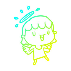 cold gradient line drawing cute angel