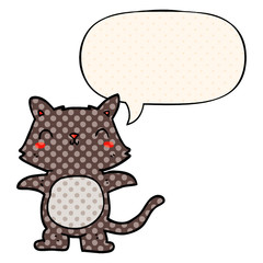 cartoon cat and speech bubble in comic book style