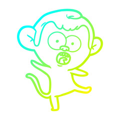 cold gradient line drawing cartoon shocked monkey