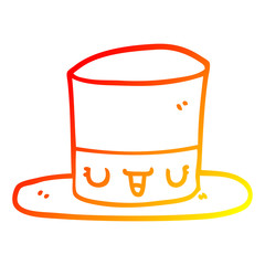 warm gradient line drawing cartoon top hat
