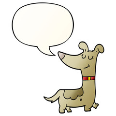 cartoon dog and speech bubble in smooth gradient style