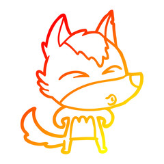 warm gradient line drawing cartoon wolf whistling