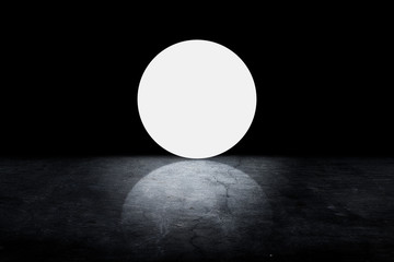 circle hole on the dark interior room, with dark concentrate floor 