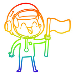 rainbow gradient line drawing happy cartoon astronaut