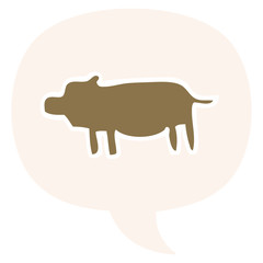 cartoon animal symbol and speech bubble in retro style