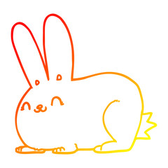 warm gradient line drawing cartoon rabbit