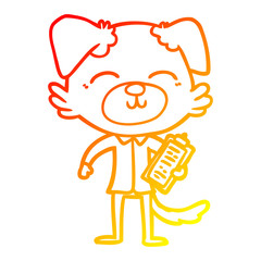 warm gradient line drawing cartoon dog manager