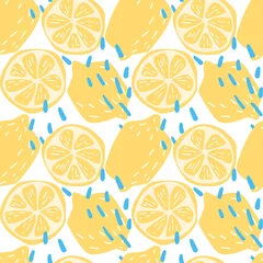 Glasschilderij Citroen citroenen naadloos patroon