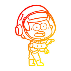 warm gradient line drawing cartoon surprised astronaut