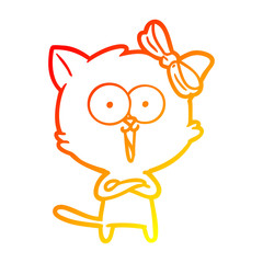 Obraz premium warm gradient line drawing cartoon cat