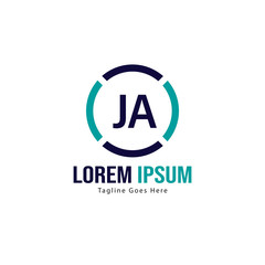 Initial JA logo template with modern frame. Minimalist JA letter logo vector illustration