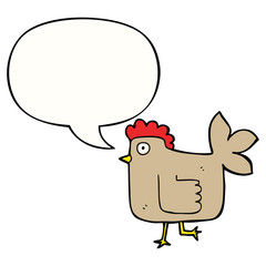 cartoon chicken and speech bubble