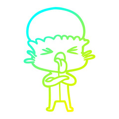 cold gradient line drawing disgusted cartoon alien