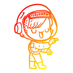 warm gradient line drawing cartoon astronaut woman