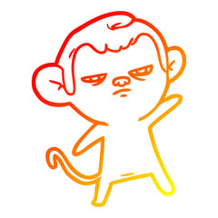 warm gradient line drawing cartoon monkey